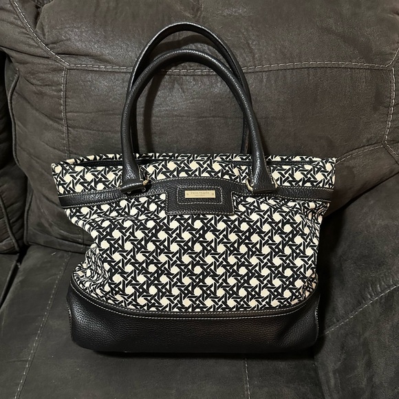 kate spade Handbags - Kate Spade Black and White Blakely Keswick Canvas Leather Tote Bag